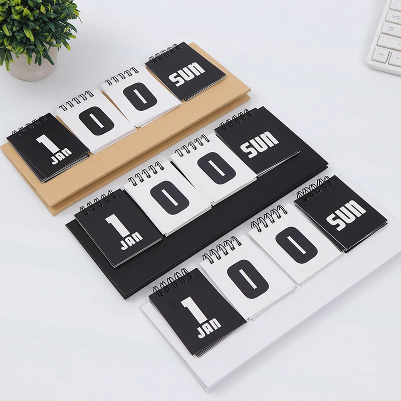 2024 Year Minimalist Series Perpetual Calendar Cute Kraft Paper Countdown Monthly Calendars Daily Schedule Planner