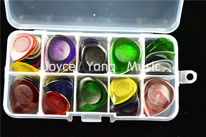 Alice 40pcs Water Drop Heavy Durable Clear Jazz Guitar Picks Box Electric Guitar Bass Picks Large&Small 1.0mm/2.0mm/3.0mm