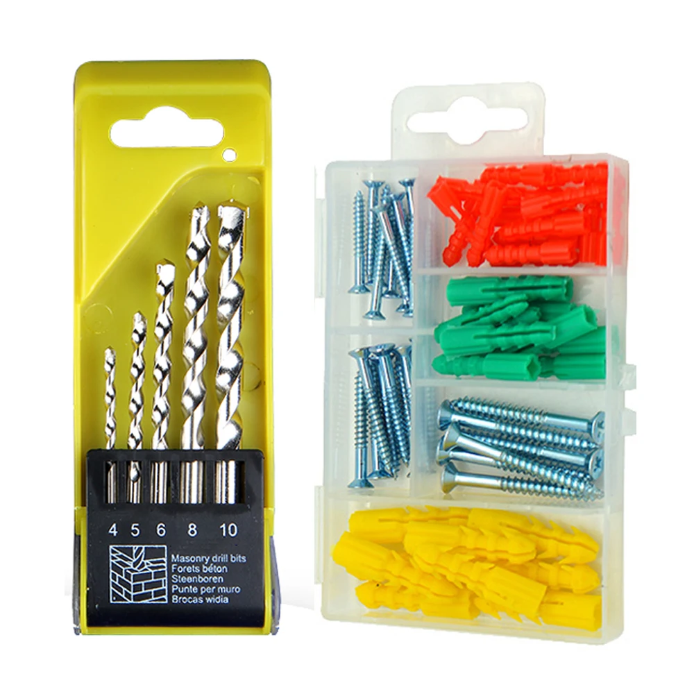 5pcs Twist Massoneria Drill Bit Set di Cemento del Muro A Secco di Ancoraggio Viti Assortimento Kit