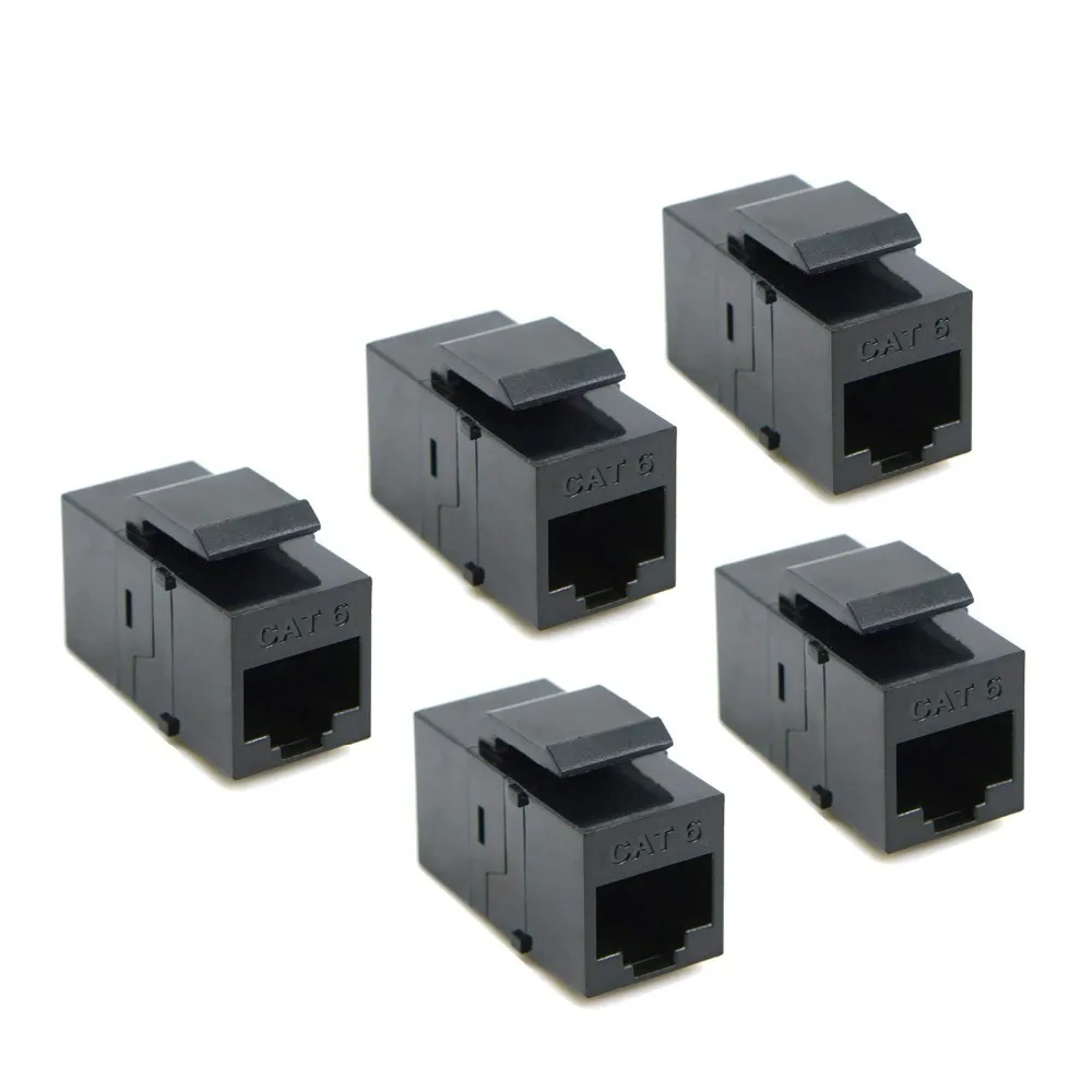 

5Pcs CAT6 Keystone Coupler, RJ45 UTP Coupler Insert-Snap-in Connector Socket Adapter Port for Wall Plate Outlet Panel-Black