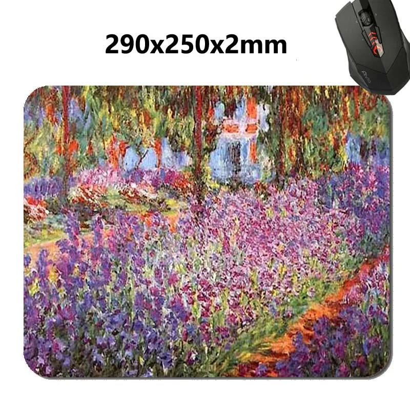 Rectangle Gaming Mouse Pad Mat Art Print Monet Artists Garden in 220*180mm*2mm /290*250*2mStylish, durable office accessory 