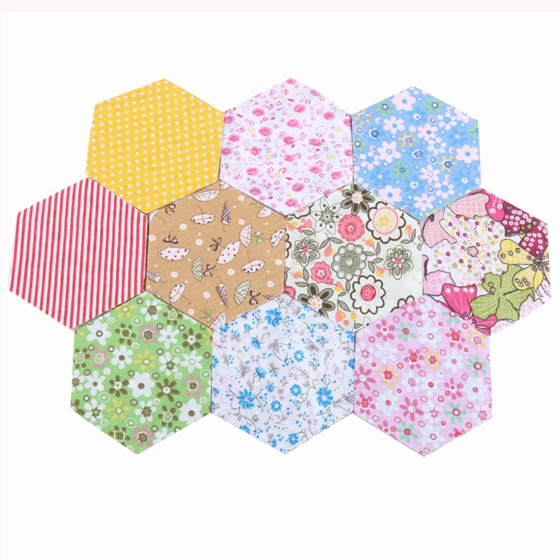 Nanchuang 30Pcs/Lot Random Chic Cotton Fabric With Hexagon Shape/Low Density&Thin Cloth For Quilting&Sewing Material/Mix Designs