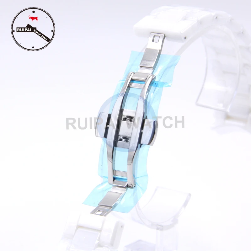 22mm White Ceramic Man Watch Strap Golden Butterfly Buckle Bracelet Ceramic strap Watchband for AR1403 Watch