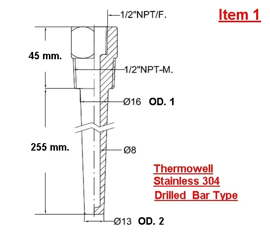 

Tapered Drilled Thermowell Protection Tube