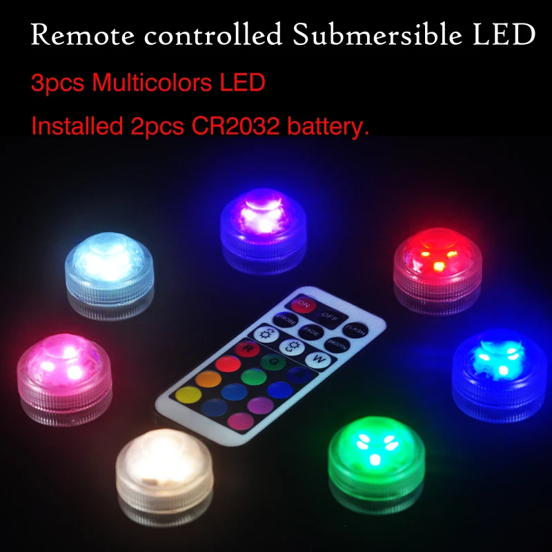 

10pcs Wedding Decoration Remote Control Waterproof Submersible LED Party Tea Mini Light With Battery For Halloween Christmas