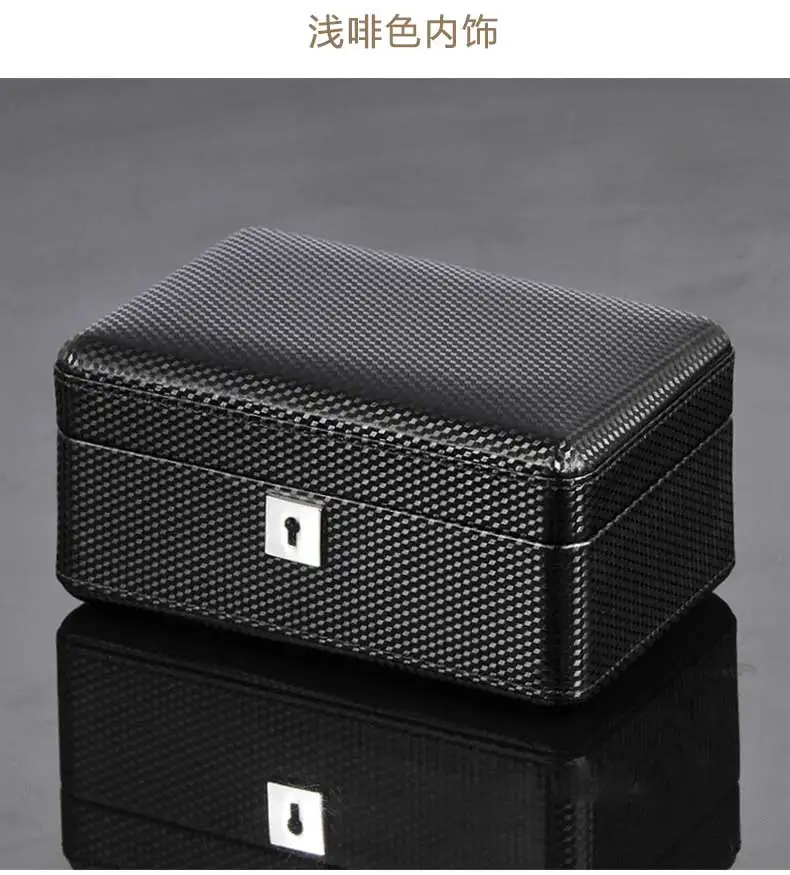 New 3 Slots Leather Watch Organizer Black Watch Case Storage Box With Lock Carbon Watch Box For Men Gift Boxes