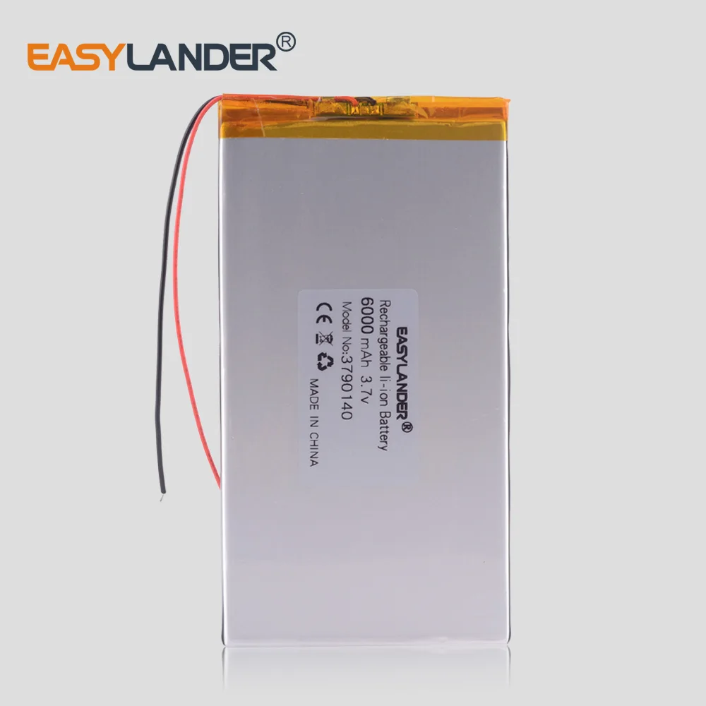 

10pcs /Lot 3.7 V 6000 mah 3790140 lithium Li ion polymer rechargeable battery PAD DVD Naptop e-book video game IPAQ