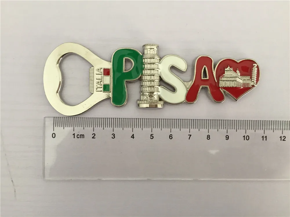 Italian tourist souvenir hand letter gift Pisa Leaning Tower metal refrigerator stick creative 3d bottle opener