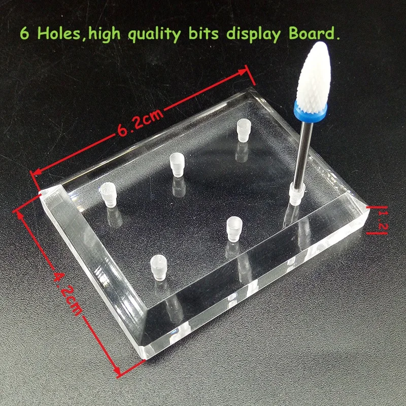 

EasyNail~1PCS Clear Pretty Exhibition Stand Bits Displayer Board Nail Drill Bit Holder Professional Nail Manicure Tools 6 holes