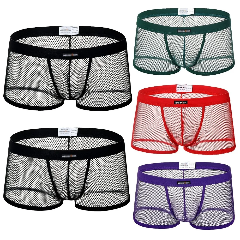 Boxers transparentes para homens, roupa interior sexy, cuecas respiráveis, calções gays finos masculinos, alta qualidade, venda quente, por atacado