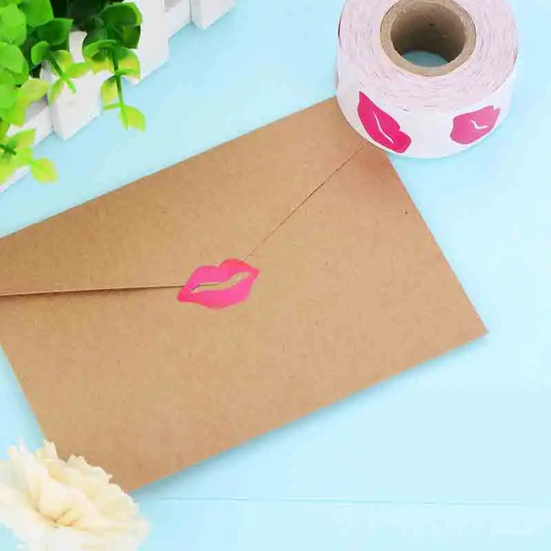 Perforated Lip Stickers Kissing Lips Removable Body Stickers for DIY Decorating Crafting, Rosy Color, Total 1000 Stickers