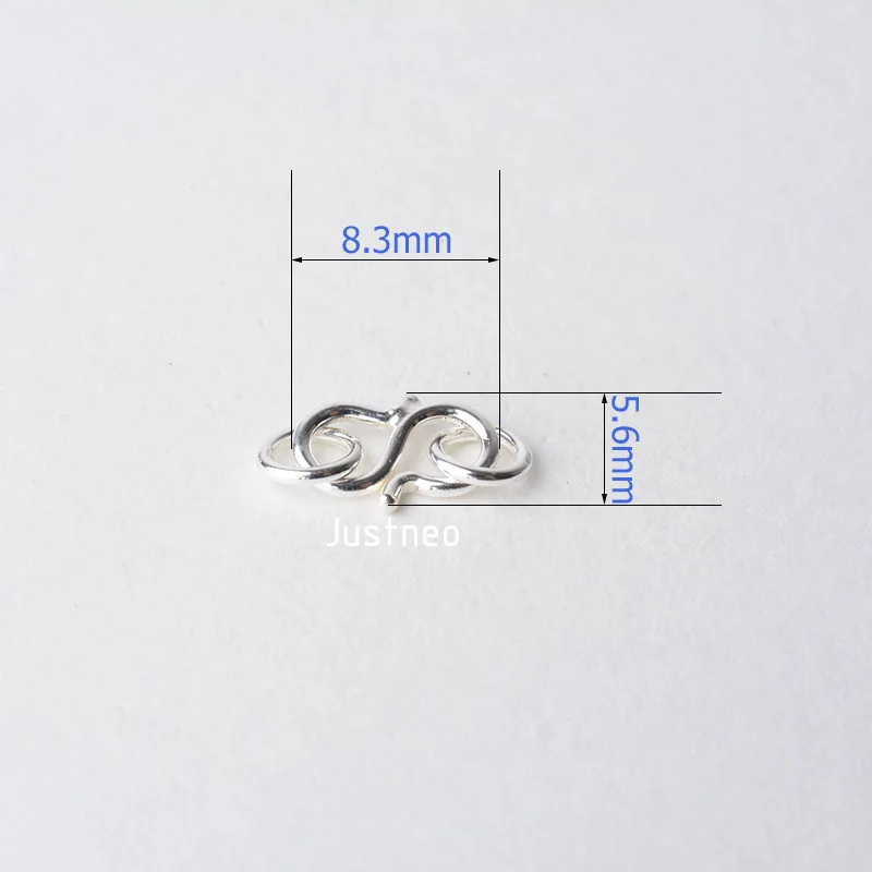 Solid 925 Sterling Silver S-shaped Clasp Hook with Closed Jump Ring, for Necklace / Bracelet Jewelry diy Components