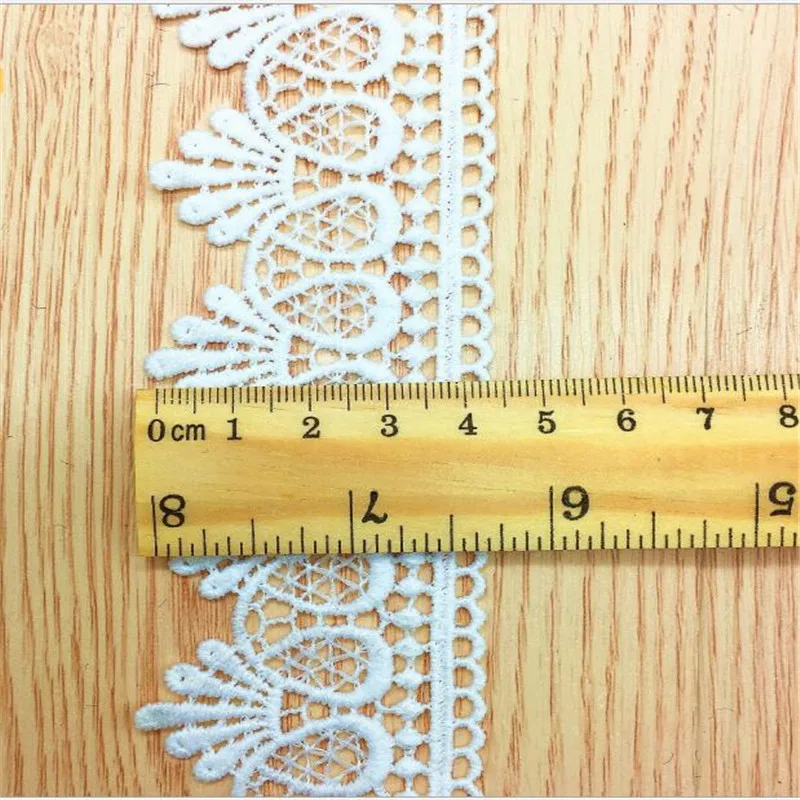 1 Yard White Embroidered Lace Edge Trim Ribbon Applique DIY Sewing Craft Crochet Fabric Edging Trimmings Vintage Wedding Dress