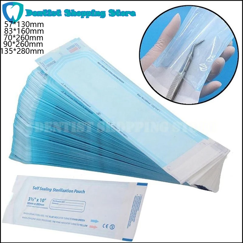 200Pcs Disposable Dental Self Sealing Autoclave Sterilization Pouches Medical Grade Paper Lab Tattoo Tool Storage Bag