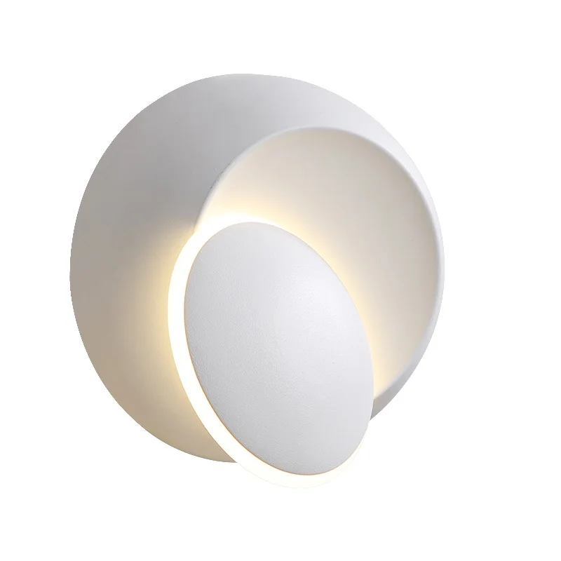 

Creative Round Modern Wall Lamp Bedroom LED Wall Light Fixtures Fashion White Black Iron Lampara Pared Angle Adjuatable Lights