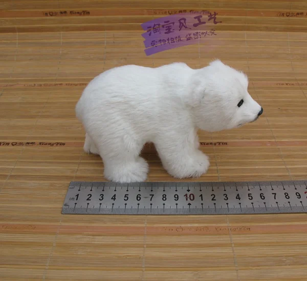 

mini simulation polar bear toy resin&fur small cute white polar bear doll gift about 16x6x9cm 0987