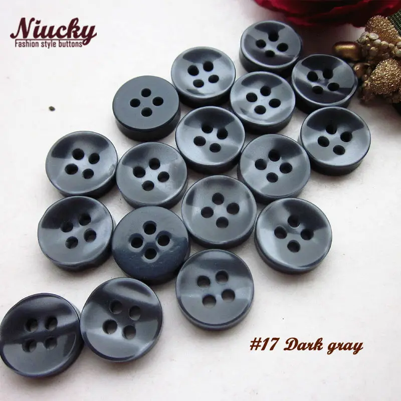 Niucky 11mm 17 Colors 4 Holes Thicken Bowl Colorful Pearlescent Shirt Buttons For Clothing Basic Resin Sewing Supplies R0201-019