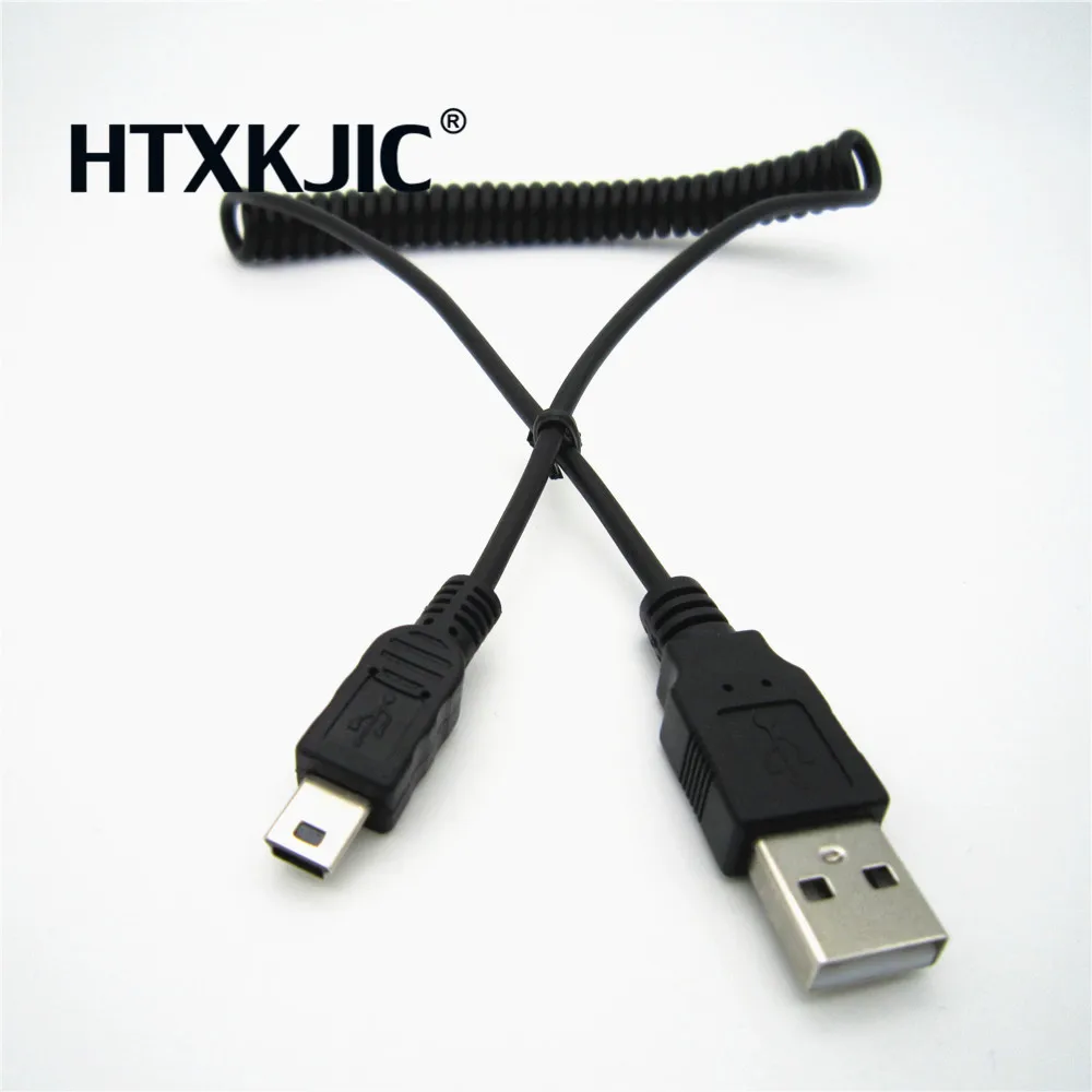 2M elbow Spring Coiled USB 2.0 Male to MINI USB 5PIN Data Sync Charger Cable