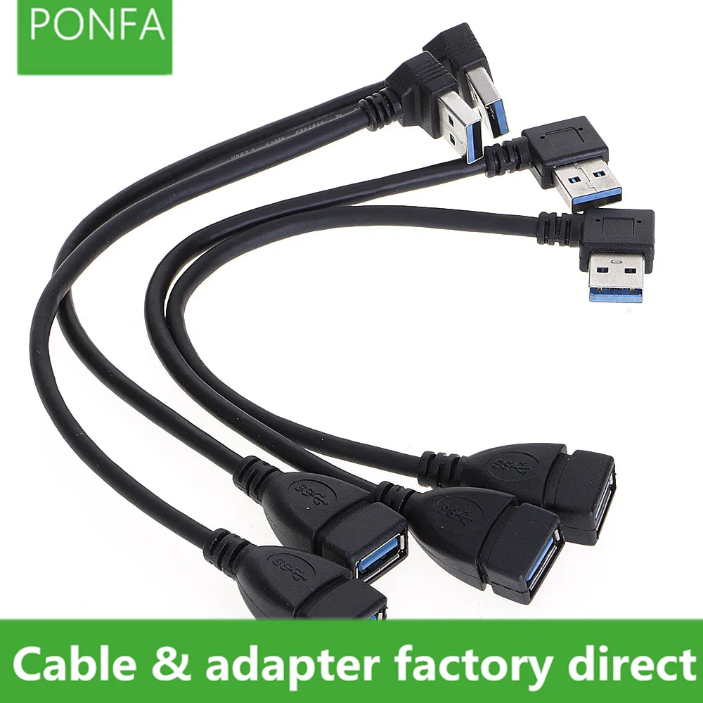 USB 3.0 Cable Extension Male to Female Cable 90 Angle Up & Down & Right & Left Cord