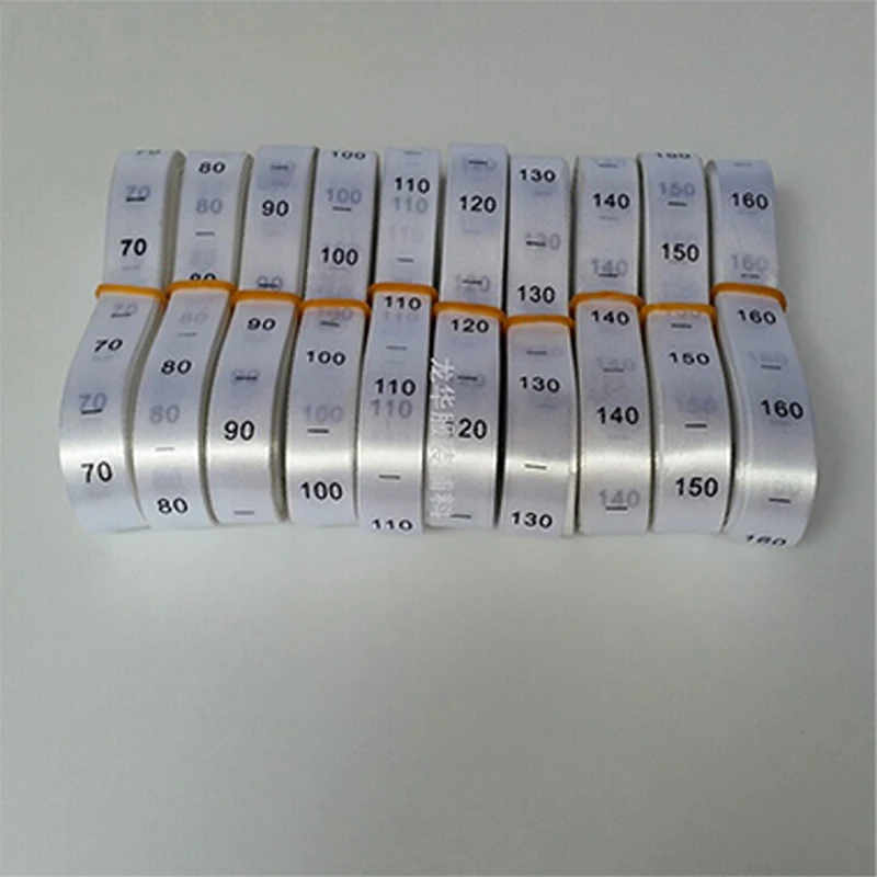 free shipping 500pcs/lot satin printed size label/tags fabric washable for garment/colthing accessories with black/white color