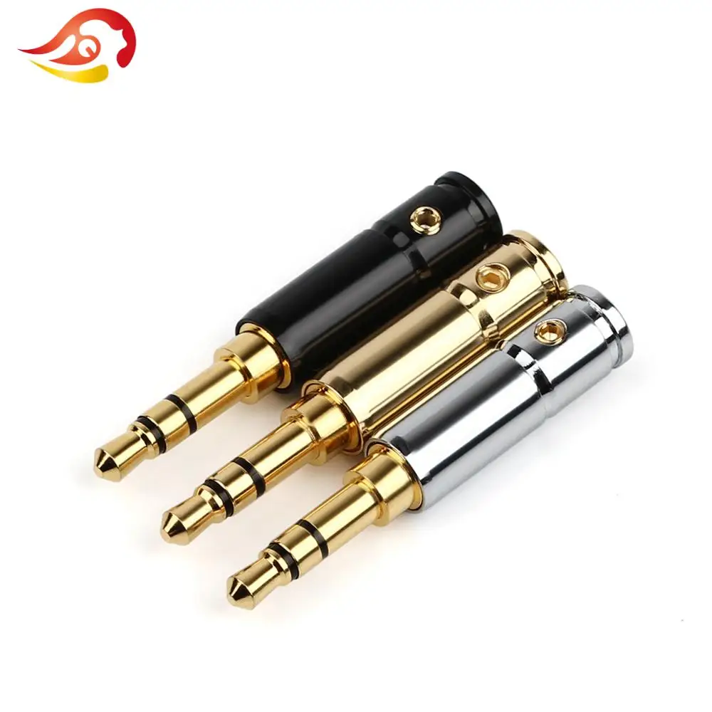 QYFANG 3.5mm Earphone Plug Audio Jack 3 Poles Stereo Headphone Metal Adapter 24K Gold Plated Copper Solder Wire Line Connector
