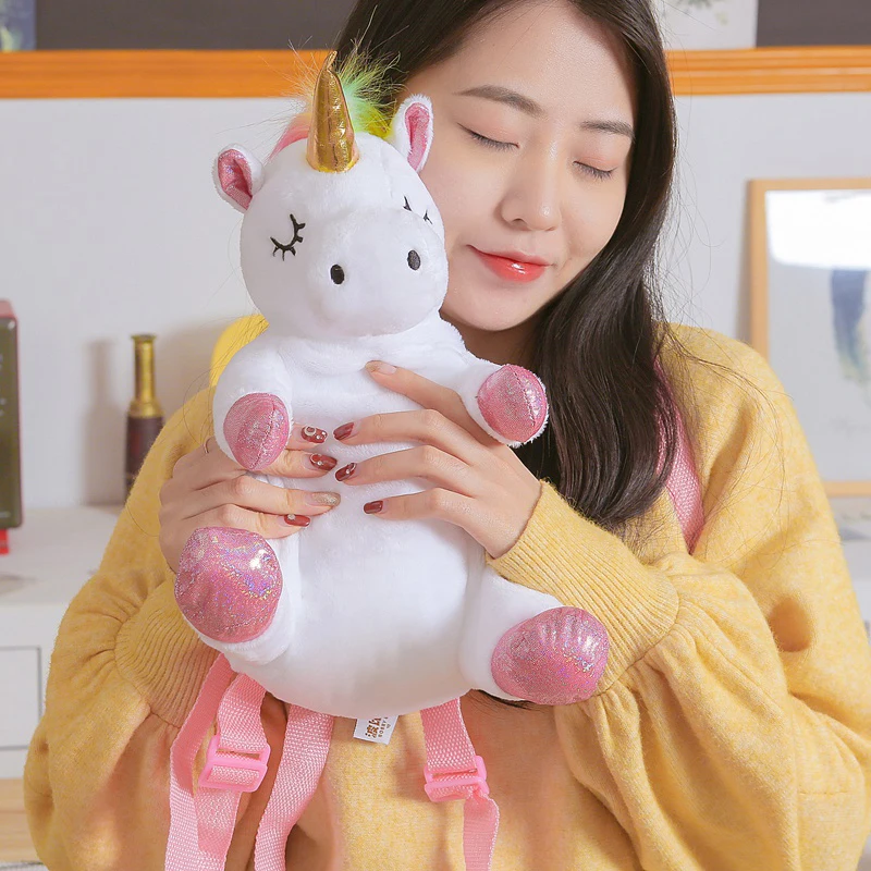 1Pcs Kawaii Cartoon Unicorn Plush Toy Shoulder Bag Shoulder Bag Furry Toy Backpack Kids Holiday Gift Christmas Gifts