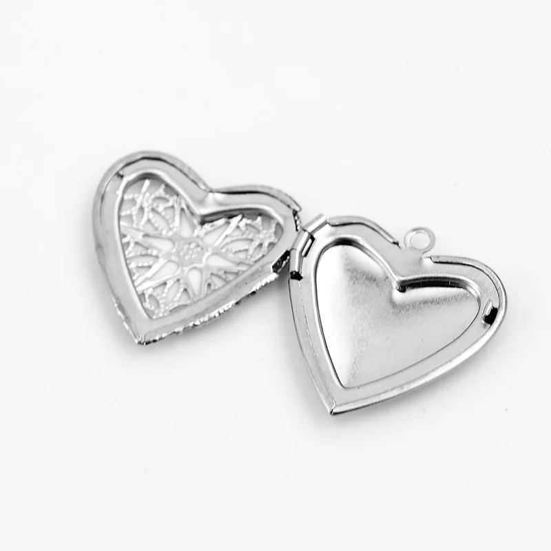 Diy necklace charms heart hollow out box pendant pomander Sachet ellipse oval box stainless steel pendant small box charms 10pcs