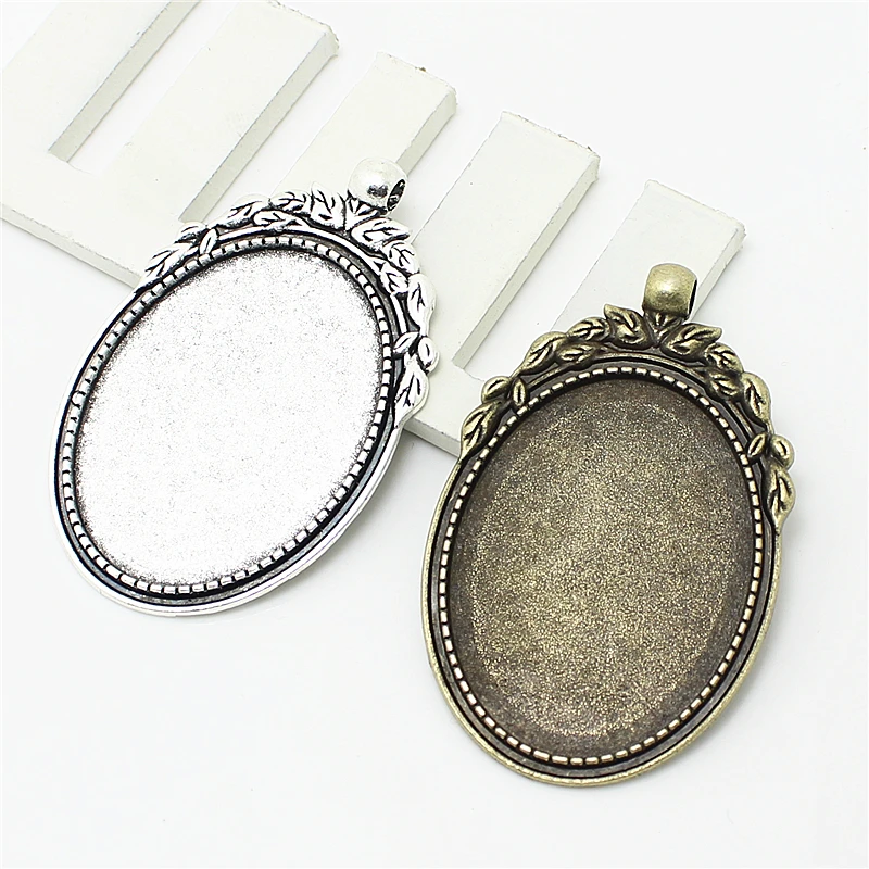 Sweet Bell 8pcs/lot two color  Alloy Cameo 36*56mm(Fit 30*40mm Dia) Oval Pendant Blanks Setting Cabochon Pendant Settings 6D1077
