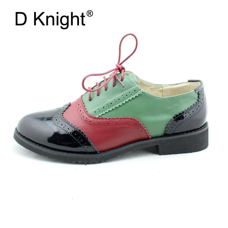 Scarpe basse in vera pelle donna taglia usa 14 scarpe in pelle abbinate a colori fatte a mano scarpe oxford vintage in stile britannico per donna