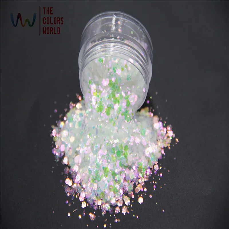 

TCR325-H1 very shinning Iridescent white colors with Green and purple red light for Nail Art and DIY supplies