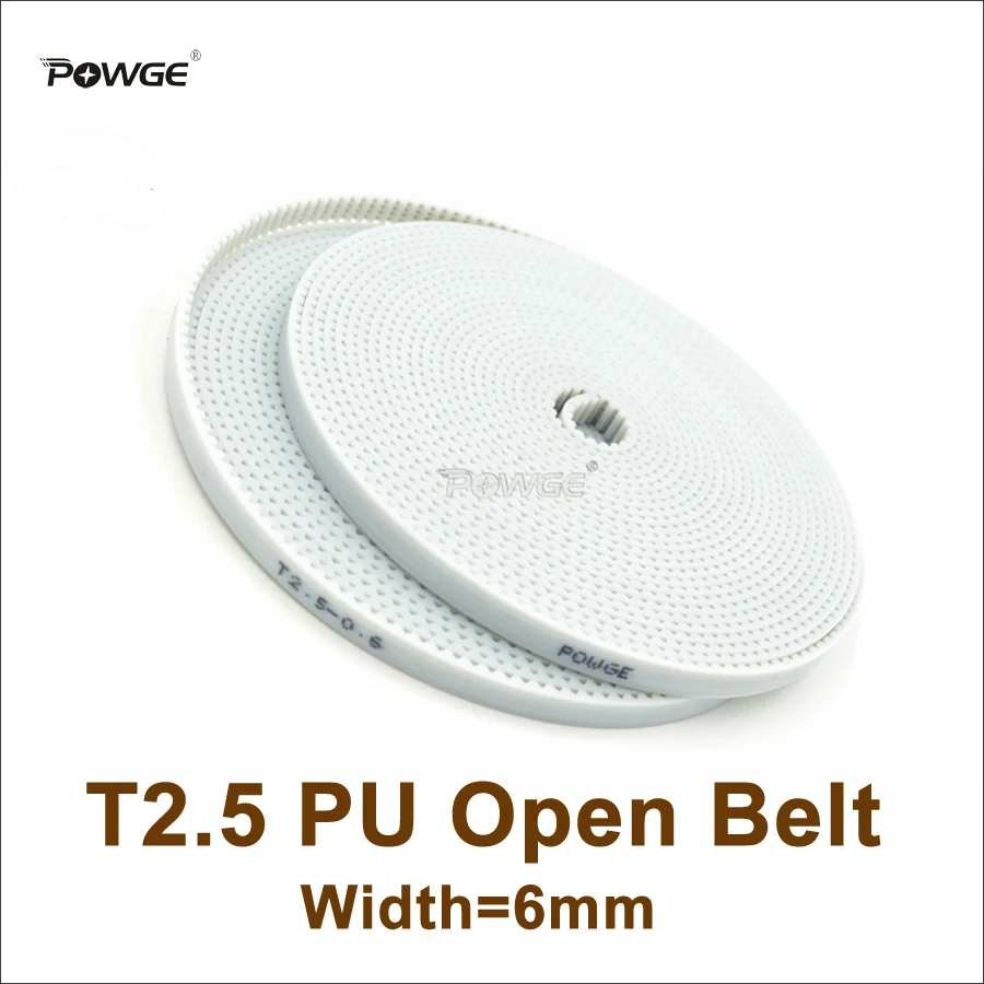 POWGE 100meters T2.5 PU Open-Ended Timing Belt T2.5-6 Width=6mm T2.5 6 Belt Fit T2.5 Timing Pulley For 3D Printer CNC RepRap