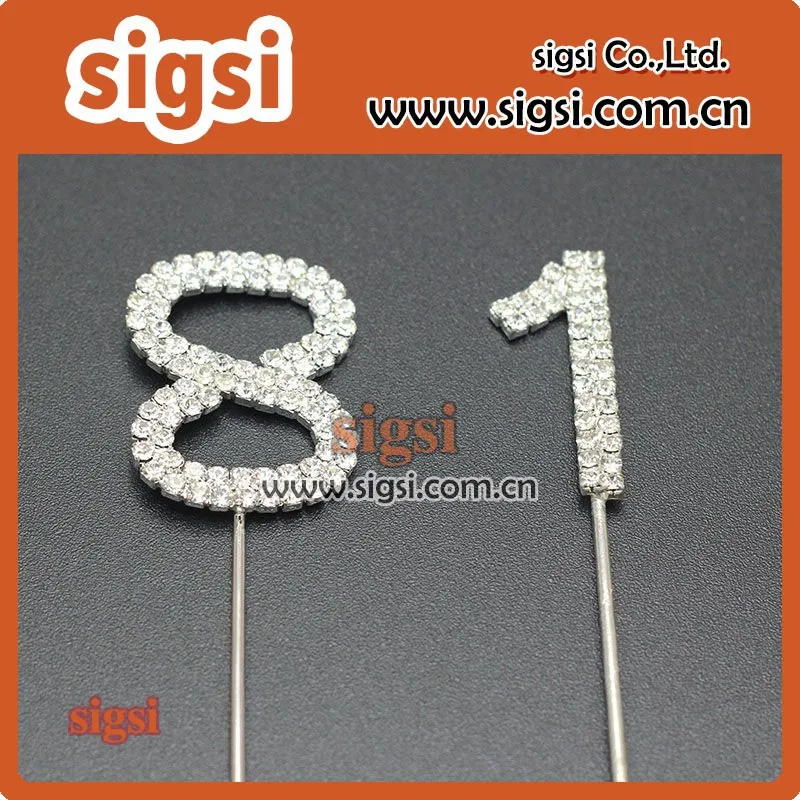 Beautiful silvery rhinestone cake topper for decoration