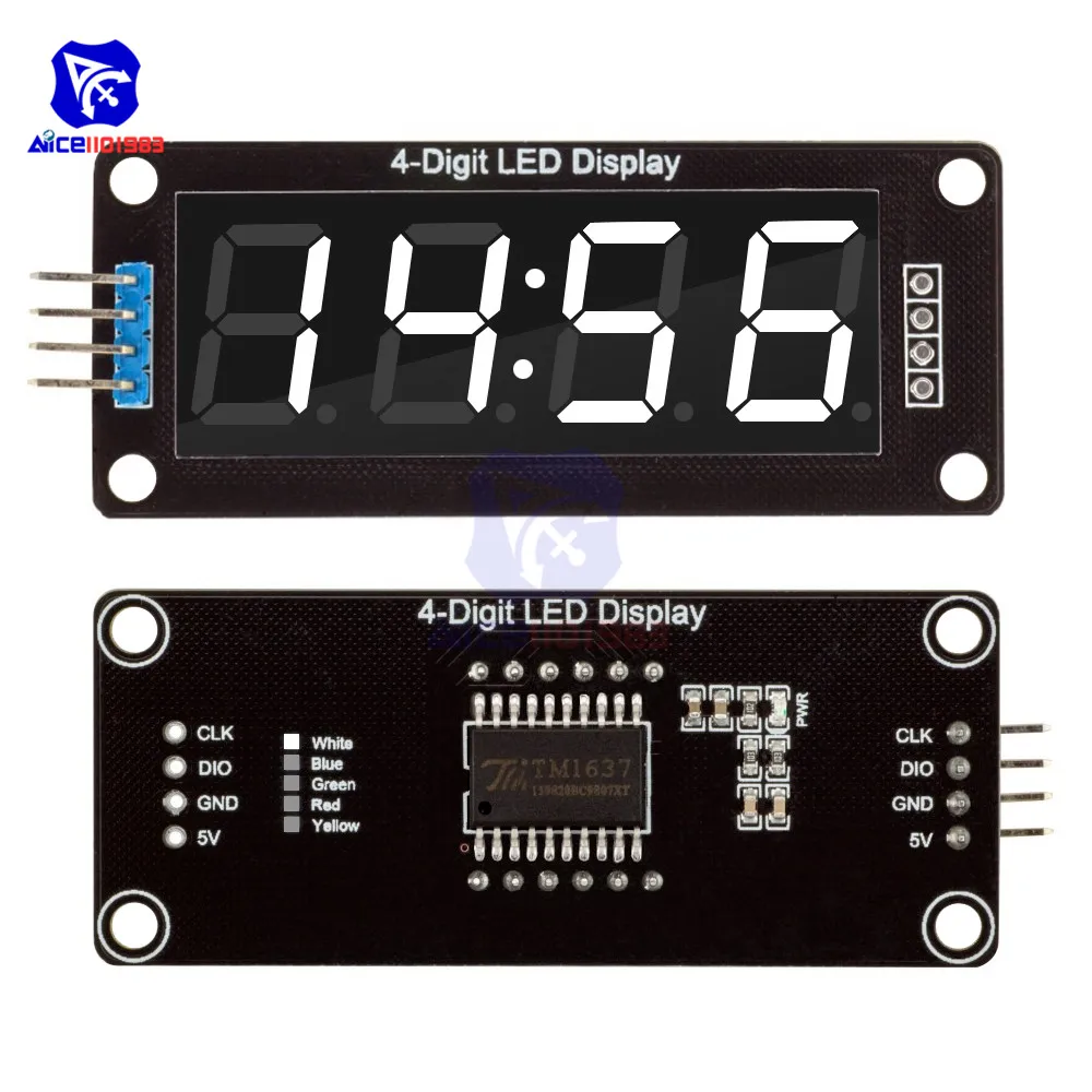 TM1637 0,56" 4-Bit LED-Digitalröhrenanzeige 7 Segmente Gelb/Weiß/Rot/Grün/Blau Uhrmodul 30x14mm für Arduino – Detail 7