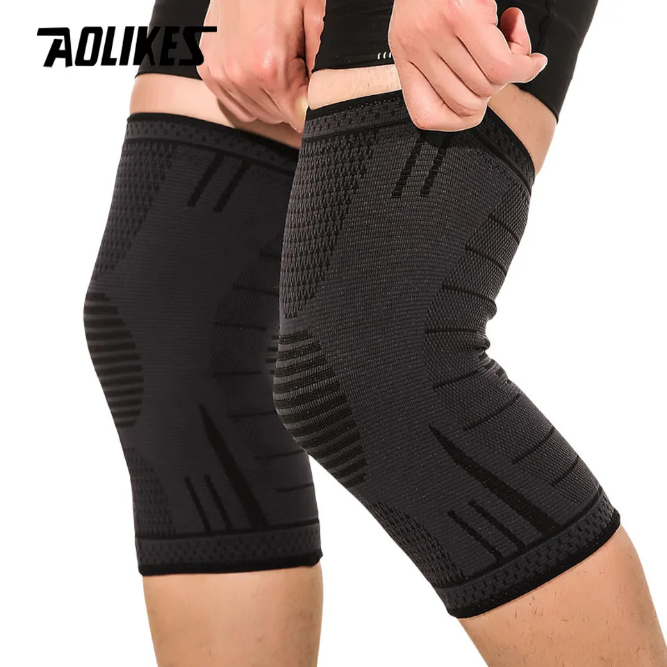 AOLIKES 1 Pair Non Slip Silicone Sports Knee Pads Support for Running,Cycling,Basketball,Arthritis&Injury Recovery Kneepad