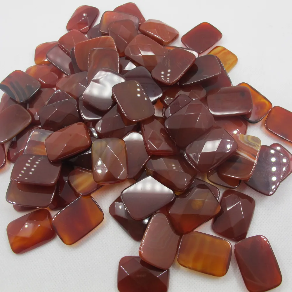 Wholesale Red Carnelian Agate 22x30mm Faceted Rectangle Gem stone Jewelry Cabochon Natural Stone Ring Face 5pcs/lot