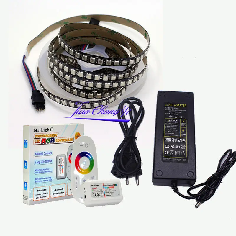 

DC 12V 5M 5050 120LED/M RGB LED Flexible Strip Light+2.4G RGB controller+LED power