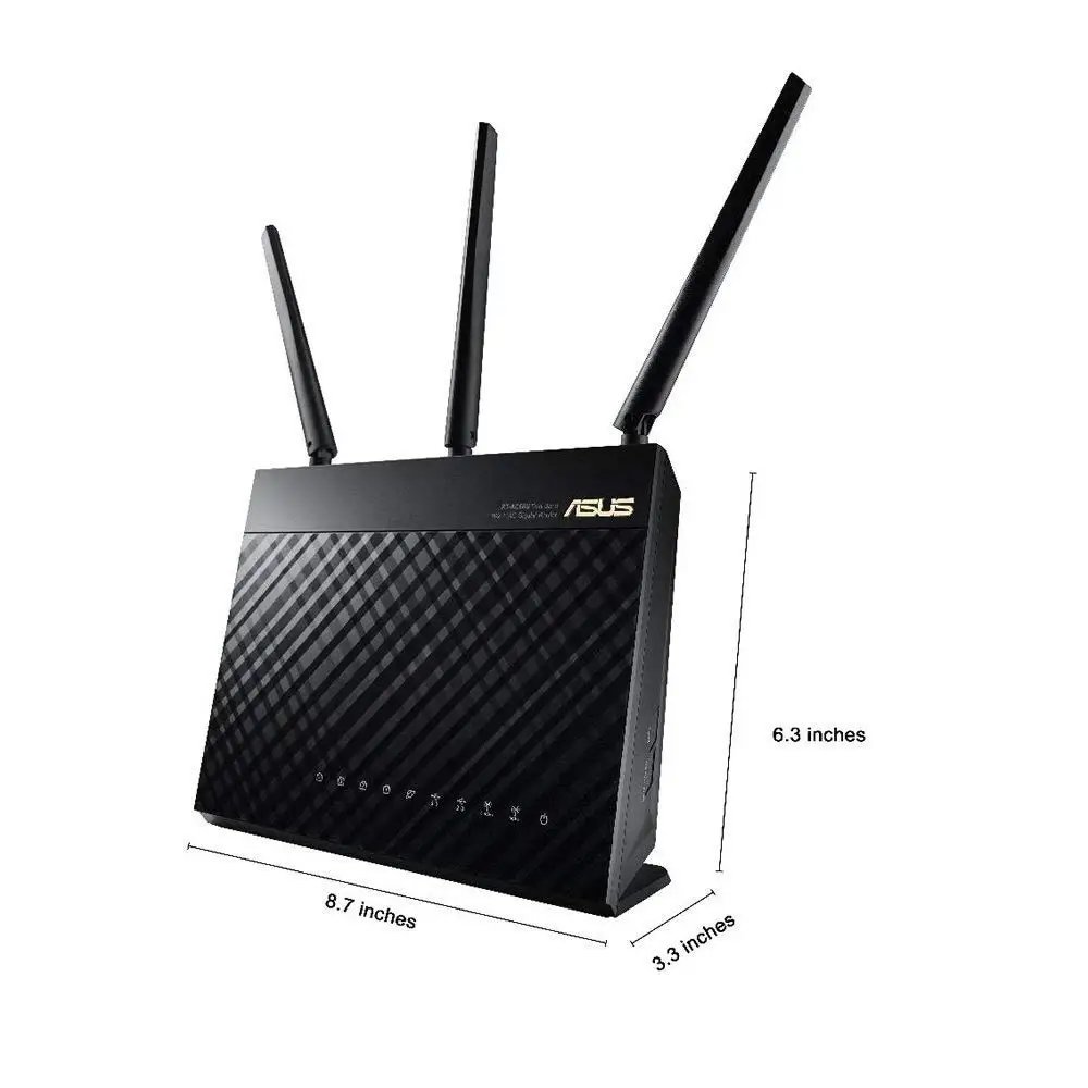 ASUS-Roteador Dual-Band com Sistema Merlin Atualizável, Malha para Casa Inteira, Wi-Fi 5, RT-AC68U, AC1900, 1900Mbps