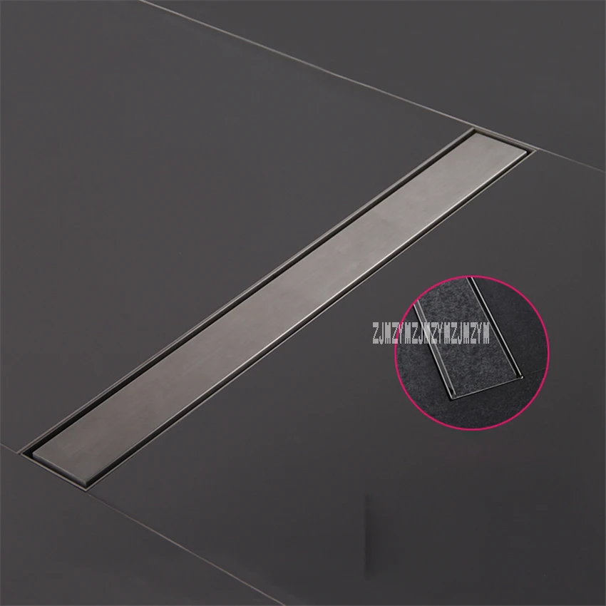 Large Displacement Deodorant Floor Drain Stainless Steel Bathroom Tile Invisible Shower Floor Drain Anti-odor Drain (60*6.8cm)