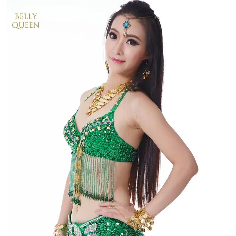 Belly Dance Fringe Halter Top Bra Sequin Beaded Women Girls Costume Underware Festival Dancing Outfit Belly Dancing Bra 9 Colors