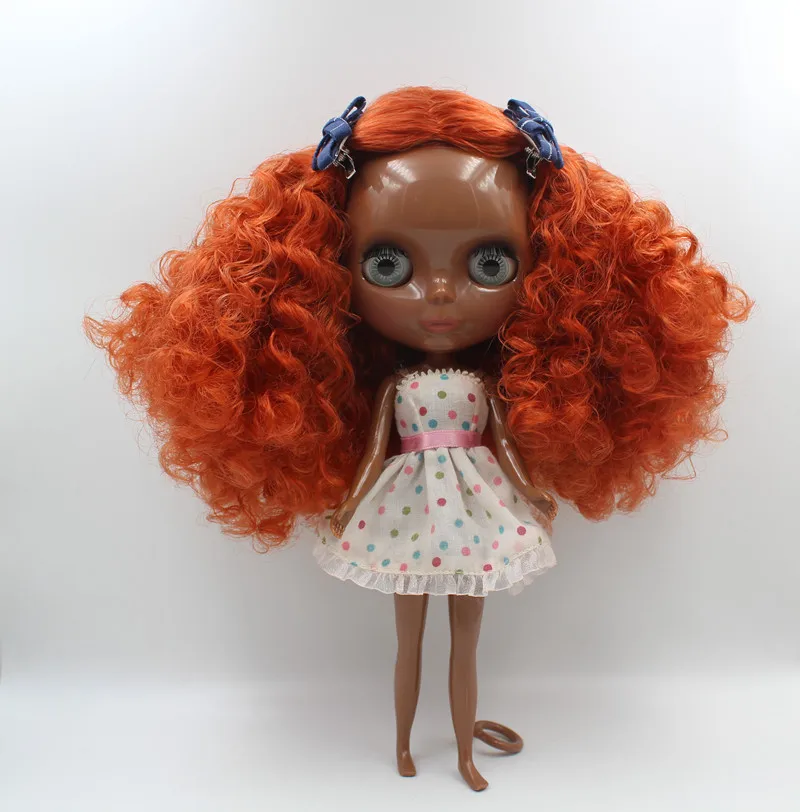 

Blyth Doll Blygirl Brown curly dark black skin nude doll common body 7 joint DIY doll can replace scalp new skin