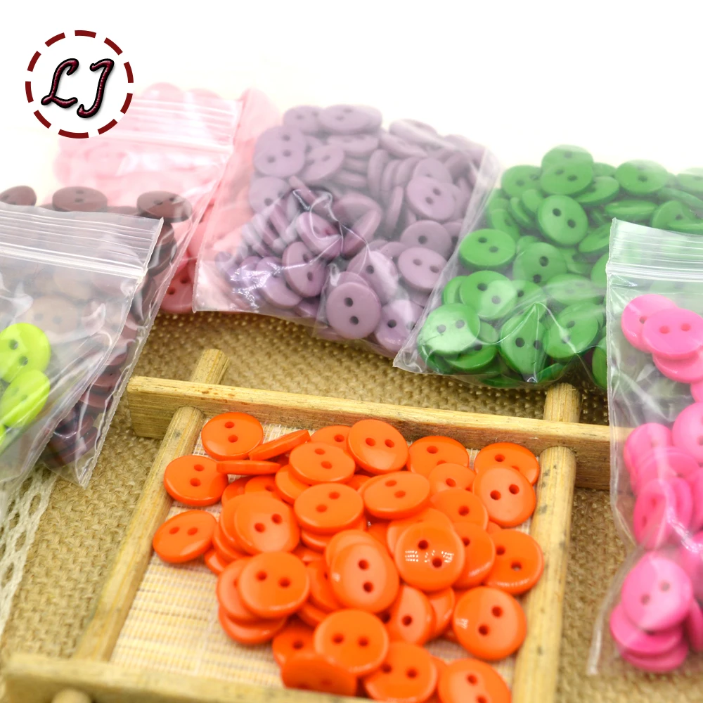 100pcs/lot Resin Sewing Button Round 2 Holes 10mm( 0.4in) Dia sew on button accessories handmade children button DIY