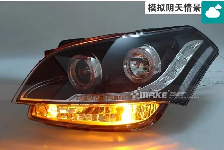 Car Style For KIA SOUL Headlights 2009-2013 SOUL LED Headlight Car angel eye led drl H7 hid Bi-Xenon Lens low beam Head lamp