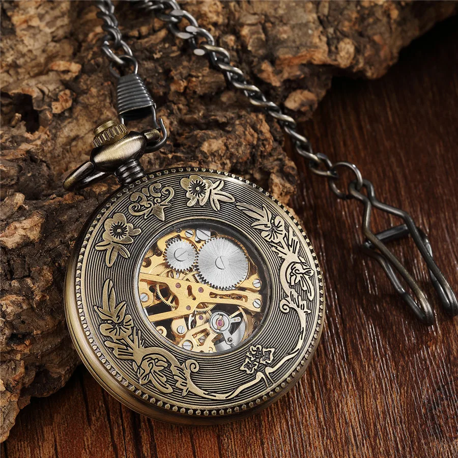 Unique  Roman Mechanical Pocket Watch Antique Eagle Engraved Steampunk Necklace Fob Unisex Mens Vintage Pendent Watch
