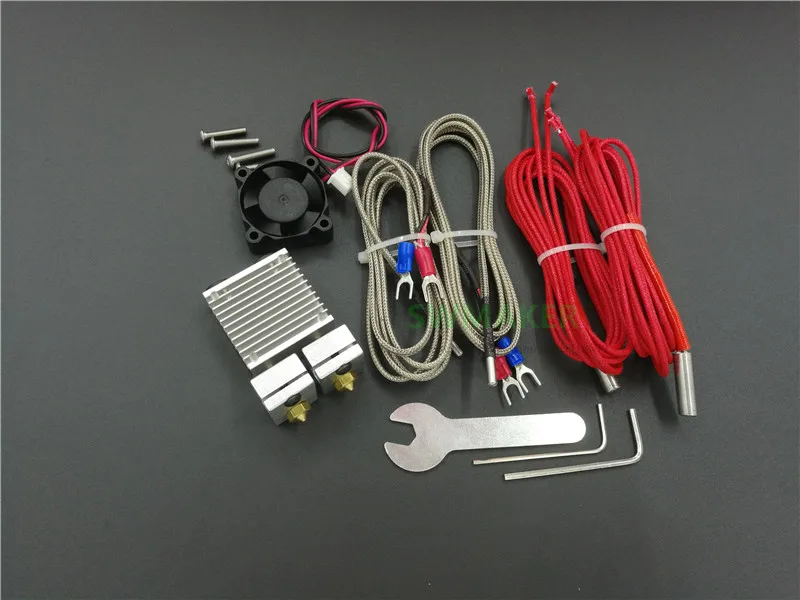 Chimera Dual Extrusion Head 2 in 2 out V6 Hotend Kit With Thermocouple and Update Head Sink - 3D printer parts