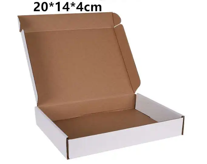 20*14*4cm White Gift Paper Boxes Cardboard Paper Package Blank Mailing Box 100pcs/lot