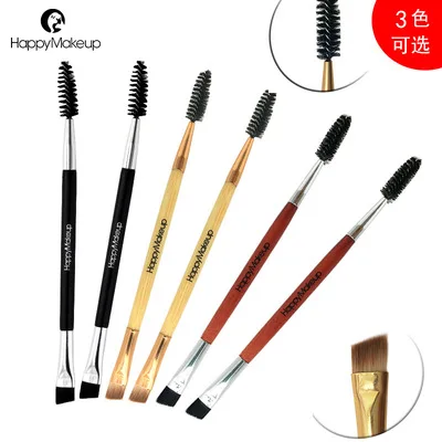 200pcs Portable Women Facial Eye Makeup Brushes Cosmetic Eyebrow Brush Tool Double Head Wooden Handle Eyelashes Cheek Brush Comb