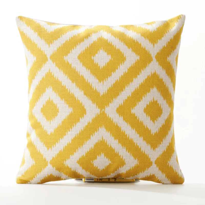 Nordic Yellow Decorative Grey Geometric Cushions Pillow Cover Home Decor Throw Pillowcase for Sofa 45x45cm