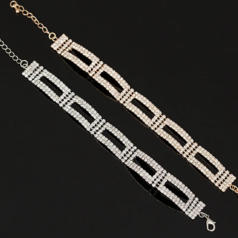 Top Quality AAA Roman Chain Bracelet & Bangle For Women Crystal Gold and Silver Color Plating Wedding Accessories Jewelry #B048