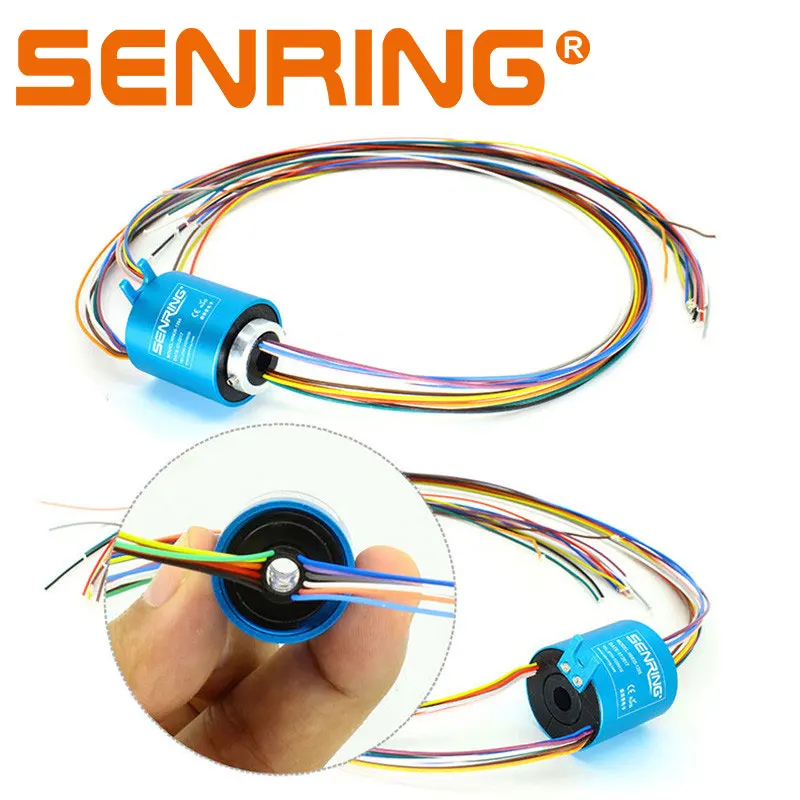 Mini Bore Slip Ring with Flange 8mm Hole Size OD 35mm Electrical Slip Ring 6/12 circuits 5A Signal Transmission