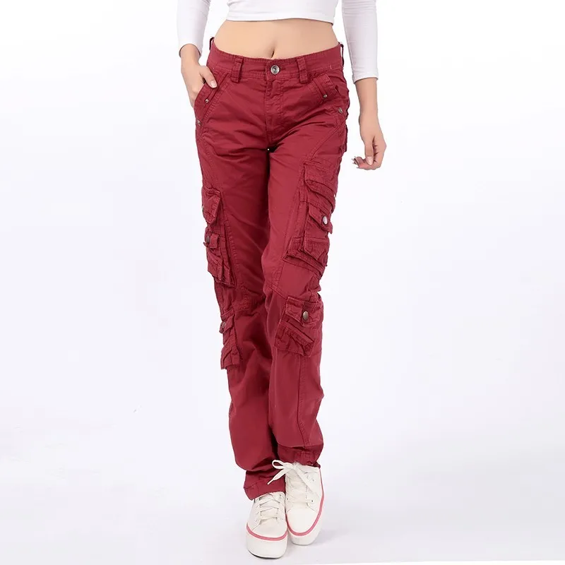 Women's Large Size Multi Pocket Baggy Trousers Loose Straight  Overalls Female Outdoor Hiking Climbing  Cargo Pants